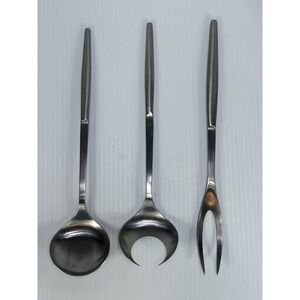 Vintage Kalmar Mid-Century Modern Salad Server Set &‎ Fork Italy Stainless Steel